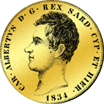 1834 Münze Gold 100 Lira Rückseite