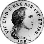 1818 Silber Münze Scudo Nuovo á 5 Lire