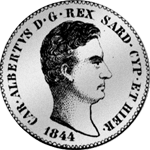 1844 Silber Münze 2 Lire 
