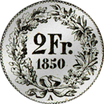 1850 Franken Stück Münze Silber 2