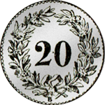 1850 Rappen Stück Silber Münze 20