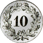 1850 Rappen Silber Münze Stück 10