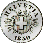 5 Rappen Stück Silber Münze 1850