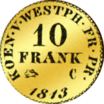 Gold Münze 10 Franken Stück 1813