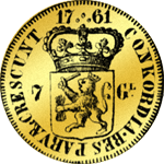 Gold Münze 1761 Dukaten holländisch halber Ruyder 7
