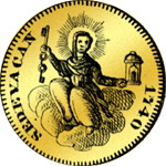 1740 Gold Münze Zechine erledigter Stuhl