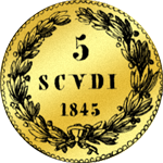 1845 5 Scudi Gold Münze