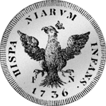 1736 40 Grani Carlini 4 Münze Silber Rückseite