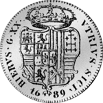Münze 1689 Silber 2 Carlini 20 Grani