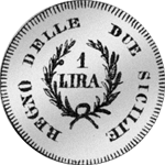 1813 1 Lira Silber Münze Rückseite