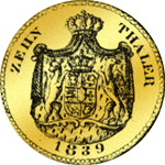 Münze Gold Doppel Pistole 1839 Rückseite Louisdor