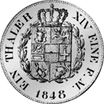1848 Schilling Münze Rückseite Silber Kurant Taler 48