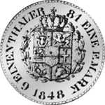1848 Silber Münze 1/6 Kurant Taler Rückseite Schilling 8