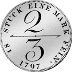 1797 Rückseite Münze Silber Taler 2/3 2 Markstück lübische Schilling 