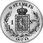 5 Mark 120 Schilling 1844 Silber Münze Rückseite Taler Spezies 
