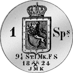 1824 Münze Silber Rückseite Spezies Taler 120 Schilling Mark 5 