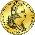1805 Portugaleser auch Johannes á 6.400 Reis Gold Münze Bildseite