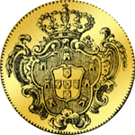 1786 Rückseite Gold Münze 6400 Reis Portugaleser Johannes