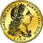6400 Reis 1769 Johannes Gold Münze Portugaleser Bildseite