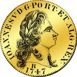 Johannes Portugaleser 1747 Münze Gold Reis 6400 Bildseite