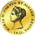 Gold Münze Meia Coroa d óuro Münze Goldkrone 1/2 2500 Reis 1851