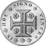 Silber Münze Bildseite Crusado novo 480 Reis 1855