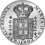 1855 Münze Rückseite Silber Crusado novo 480 Reis 
