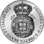 1821 480 Reis Crusado novo Münze Rückseite Silber 