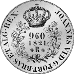 1821 Reis 960 Silber Münze Krone Coroas Bildseite