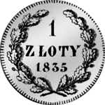 1835 Silber Münze Gulden Stück Zloty 30 Groszy