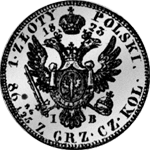 1823 Münze 30 Groszy Gulden Stück Silber Zloty Rückseite