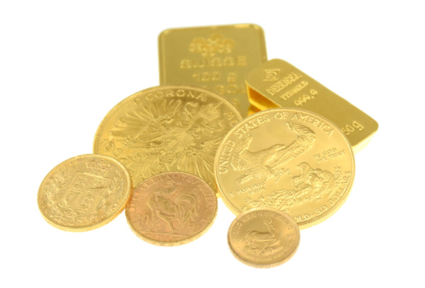 Goldbarren und Goldmünzen (c) Goldankauf123