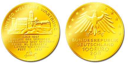 100 Euro Wartburg Goldmünze 2011