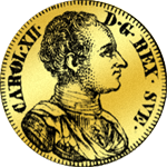 1718 Gold Dukaten Münze Bildseite