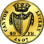 Gold Münze 1807 20 Schweizer Franken Doppel Louisdor 