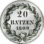 Silber Münze 1809 Neutaler halber 2 Franken Stück Aargau