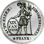 4 Franken Stück Neutaler Silber Münze 1812 Aargau
