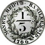 Silber Münze 1 Frank 10 Batzen 1766 Basel 