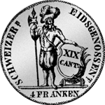 1814 Neutaler 40 Batzen Silber Münze Luzern
