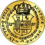 1812 Gold Münze Quadrupel 4 fache Pistole 16 Piaster Spanien