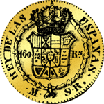 1822 Spanien Gold Münze 1/2 Quadrupel Doppel Pistole 4 Escudos
