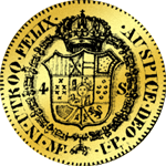 Gold Münze Spanien 1816 1/2 Quadrupel Doppel Pistole 4 Escudos 