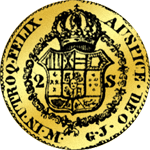 1814 Gold Münze 184 Quadupel 80 Reales de Vellon 