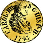 1793 Gold Münze 1/16 Spanien Quadrupel Carolin Taler 1 Piaster