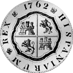 Silber Münze 1762 Piaster 8 Reales de Mexico 20 de Vellon Spanien 