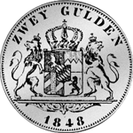Silber Münze 2 Gulden Stück 1848 Rückseite