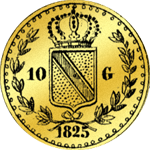 Münze Gold 10 Gulden Stück Rückseite 1825