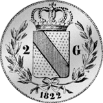 Rückseite Münze Silber Gulden Stück 1822