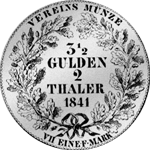 1841 Taler Stück 2 Vereins Silber Münze Rückseite