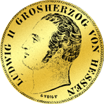 Rückseite 2 Gulden Stück Gold Münze 1845